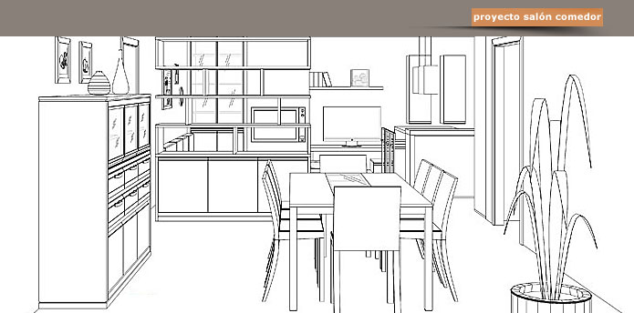 Plano y Proyecto de Salón Comedor A Medida - Muebles La Cómoda - Negreira, A Coruña
